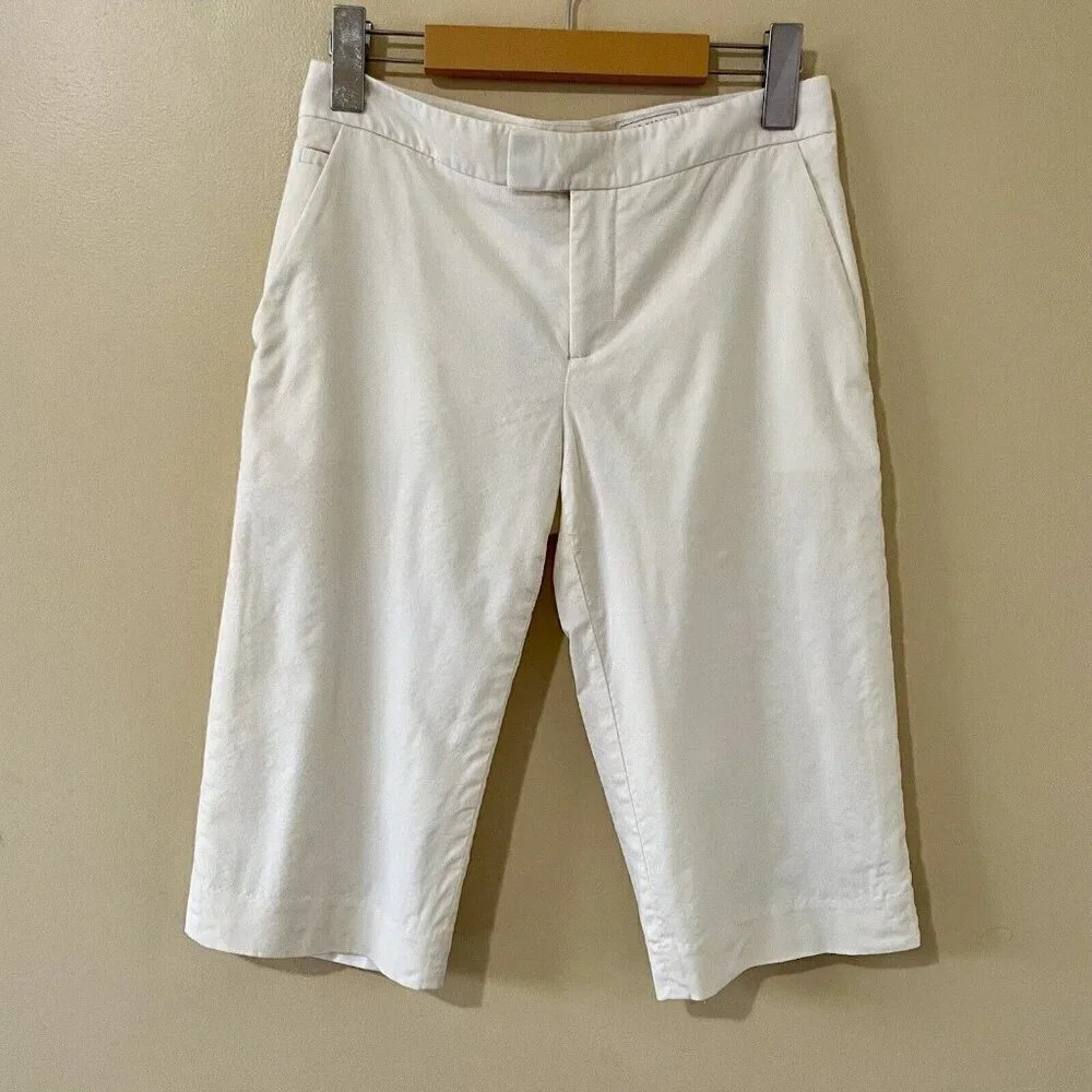 Club Monaco| Summer Wool Culotte Pant US Size 0 Ivory Minimalist Cropped Capri